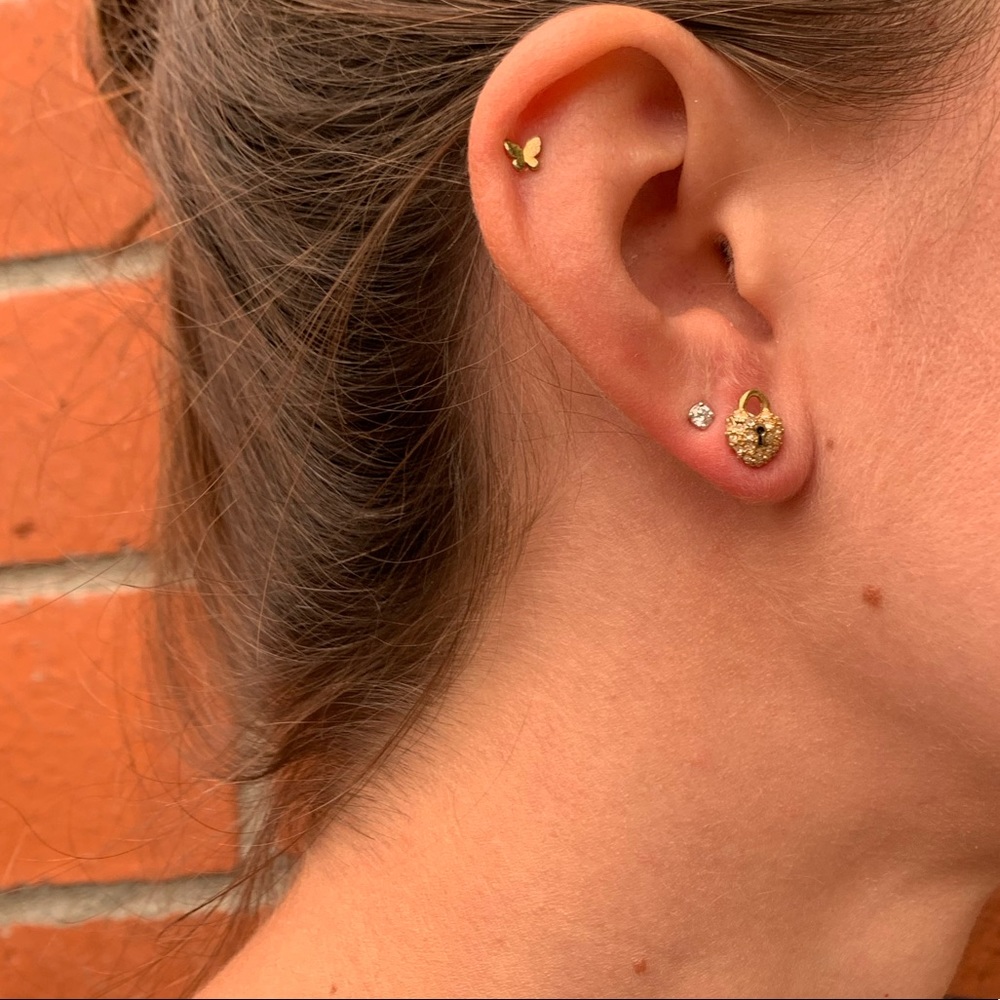 Juicy Couture Gold Lock Stud Earrings